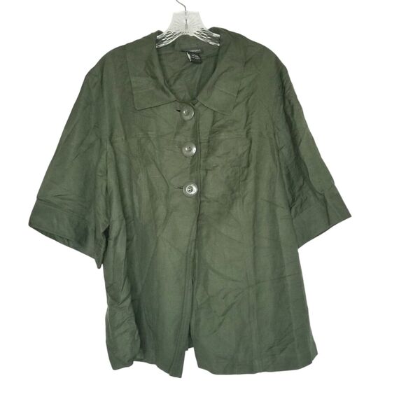 Lane Bryant Olive Green Blazer Jacket Linen Rayon Blend Women’s Plus Size 22 - Picture 6 of 6